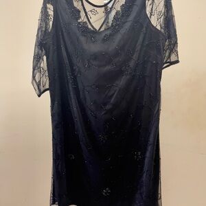 Roaman's Plus size Black Midi Dress.